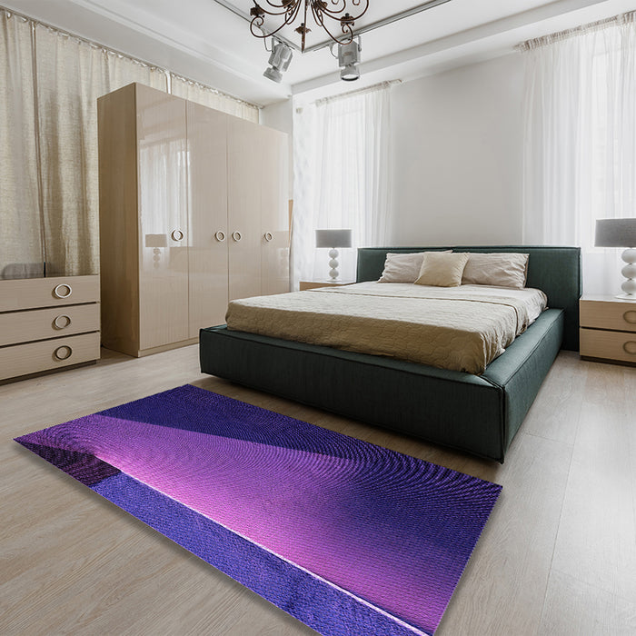 Round Machine Washable Transitional Purple Plum Purple Rug in a Office, wshpat1027pur