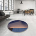 Round Patterned Blue Novelty Rug in a Office, pat1027