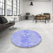 Round Patterned Light Slate Blue Rug in a Office, pat1028blu