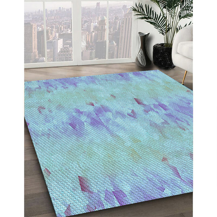 Patterned Iceberg Blue Rug in Family Room, pat1028lblu