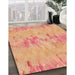 Machine Washable Transitional Yellow Orange Rug in a Family Room, wshpat1028org