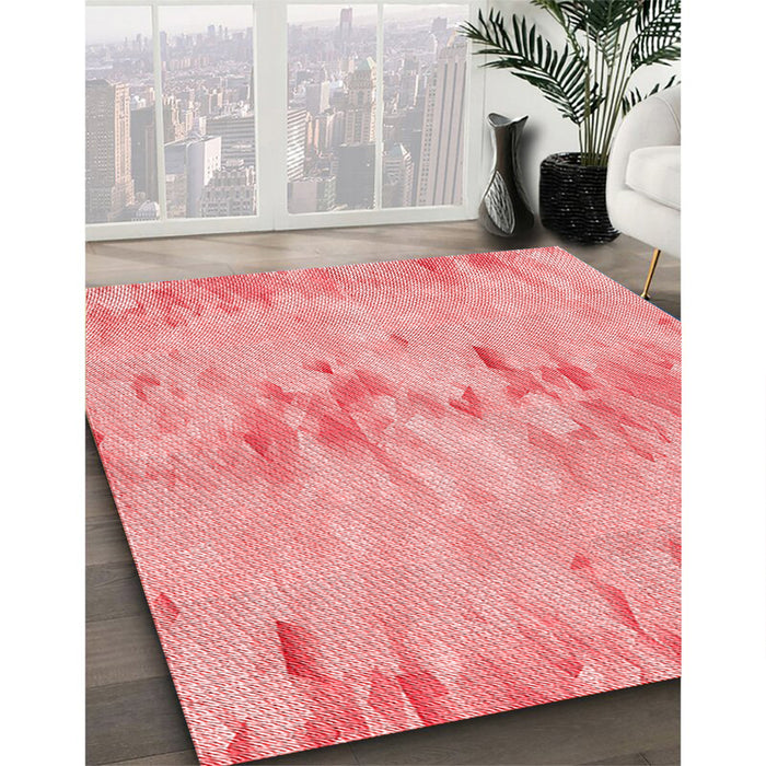 Patterned Pastel Pink Rug in Family Room, pat1028rd