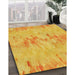 Patterned Gold Yellow Rug in Family Room, pat1028yw