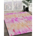Machine Washable Transitional Deep Rose Pink Rug in a Family Room, wshpat1028