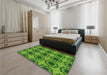 Patterned Green Rug in a Bedroom, pat1029grn