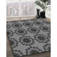 Patterned Gunmetal Gray Rug, pat1029gry