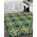 Patterned Green Rug in Family Room, pat1029lblu