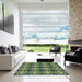 Square Patterned Green Rug in a Living Room, pat1029lblu