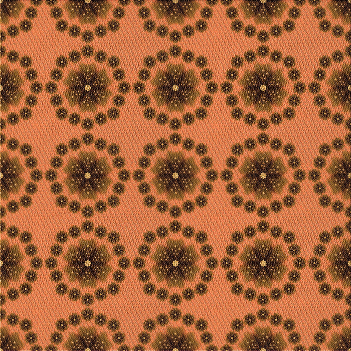 Round Patterned Neon Orange Rug, pat1029org