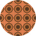 Square Patterned Neon Orange Rug, pat1029org