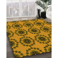 Patterned Dark Bronze Brown Rug, pat1029yw