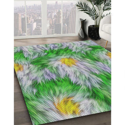 Patterned Forest Green Novelty Rug in Family Room, pat102
