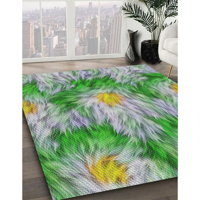 Patterned Forest Green Novelty Rug in Family Room, pat102