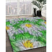 Patterned Forest Green Novelty Rug in Family Room, pat102