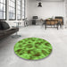 Round Machine Washable Transitional Emerald Green Rug in a Office, wshpat103grn