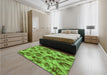 Machine Washable Transitional Emerald Green Rug in a Bedroom, wshpat103grn