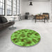 Round Patterned Emerald Green Rug in a Office, pat103grn