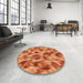 Round Patterned Orange Rug in a Office, pat103org