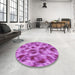 Round Machine Washable Transitional Purple Rug in a Office, wshpat103pur