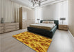 Patterned Mahogany Brown Rug in a Bedroom, pat103yw