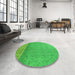 Round Patterned Neon Green Rug in a Office, pat1030grn