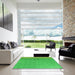 Square Patterned Neon Green Rug in a Living Room, pat1030grn