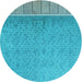 Square Patterned Bright Cyan Blue Rug, pat1030lblu