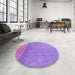 Round Patterned Purple Rug in a Office, pat1030pur