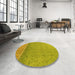 Round Patterned Dark Golden Brown Rug in a Office, pat1030yw