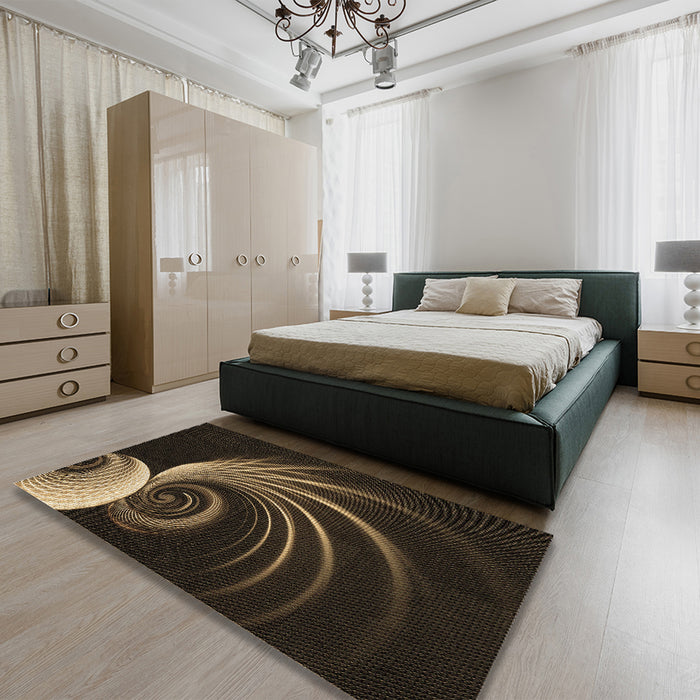 Patterned Oak Brown Rug in a Bedroom, pat1031brn