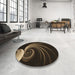 Round Patterned Oak Brown Rug in a Office, pat1031brn