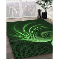 Patterned Black Rug, pat1031grn