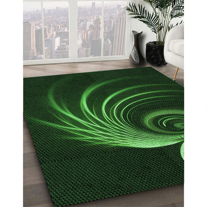 Patterned Black Rug in Family Room, pat1031grn
