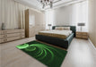 Patterned Black Rug in a Bedroom, pat1031grn