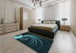 Patterned Dark Cyan Green Rug in a Bedroom, pat1031lblu