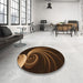 Round Patterned Black Brown Rug in a Office, pat1031org