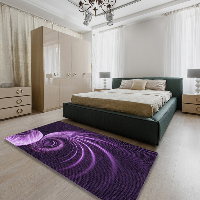 Round Machine Washable Transitional Purple Violet Purple Rug in a Office, wshpat1031pur