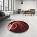 Round Patterned Fire Brick Red Rug in a Office, pat1031rd