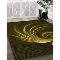 Patterned Dark Yellow Green Rug, pat1031yw