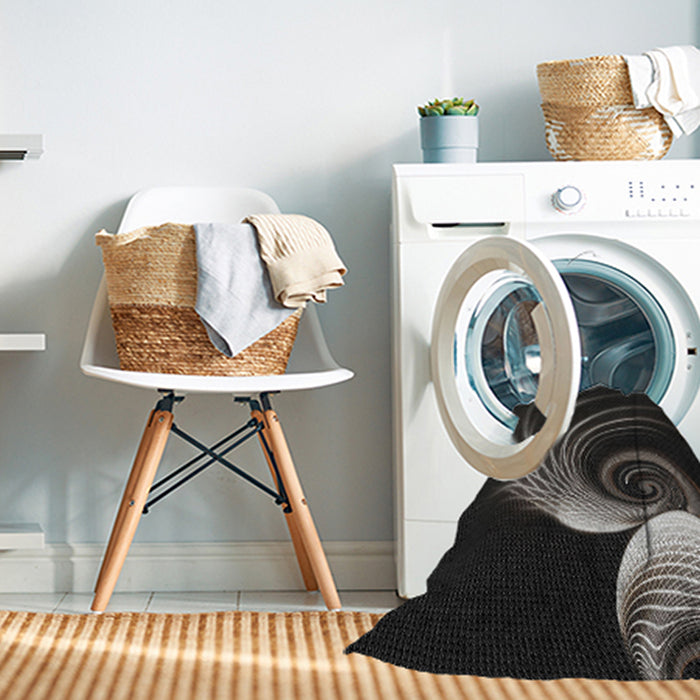 Machine Washable Transitional Black Rug in a Washing Machine, wshpat1031