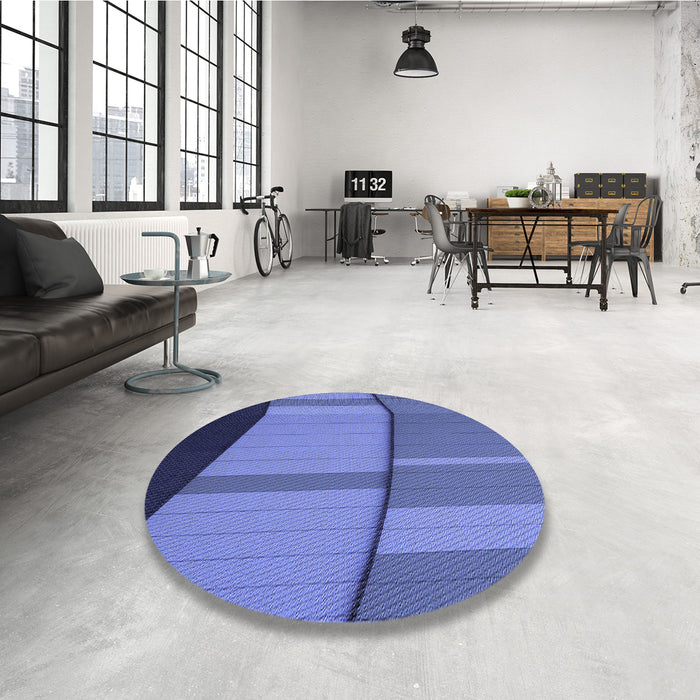 Round Patterned Sky Blue Rug in a Office, pat1032blu