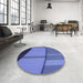 Round Patterned Sky Blue Rug in a Office, pat1032blu