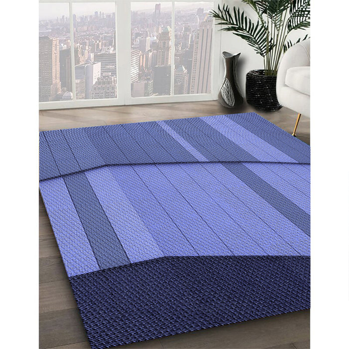 Machine Washable Transitional Sky Blue Rug in a Family Room, wshpat1032blu