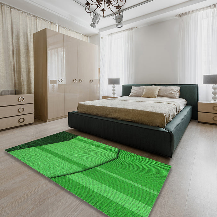 Patterned Green Rug in a Bedroom, pat1032grn