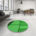 Round Patterned Green Rug in a Office, pat1032grn