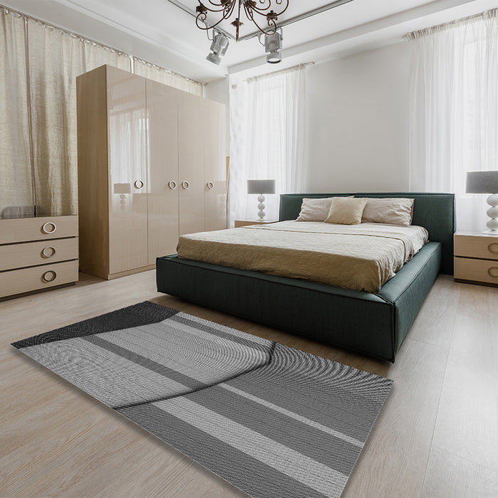 Patterned Gray Rug in a Bedroom, pat1032gry