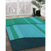 Machine Washable Transitional Dark Turquoise Green Rug in a Family Room, wshpat1032lblu