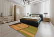 Patterned Saddle Brown Rug in a Bedroom, pat1032org