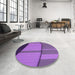 Round Patterned Purple Rug in a Office, pat1032pur