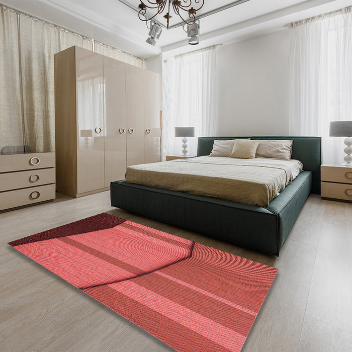 Patterned Red Rug in a Bedroom, pat1032rd